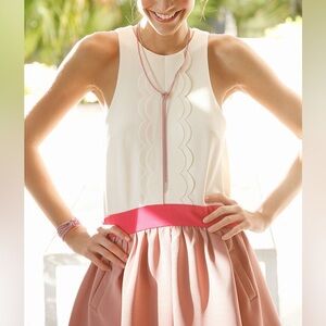 Three Floor Sundae Scallop Dress With Dip HeM - Off white/Dusty pink NWT